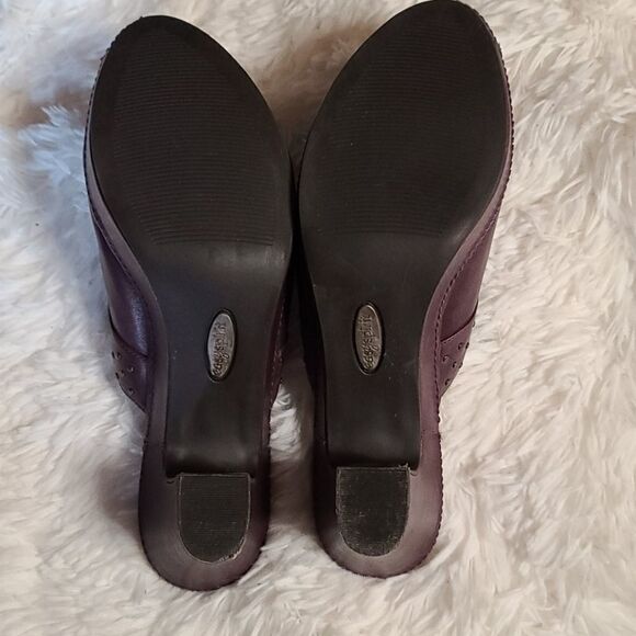 Easy Spirit Purple Leather Platform Clogs 7.5W - Picture 5 of 6